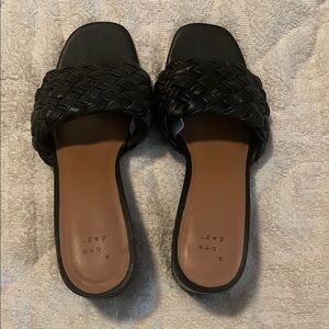 a new day Black Braided Slide Sandals